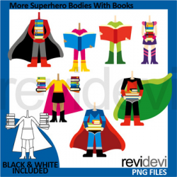 Superheroes clip art - More superhero bodies with books clipart by ...