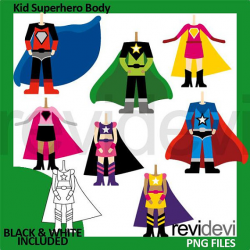 Kid superhero Body Clipart Boys girls superhero costumes