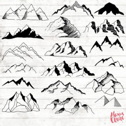 Boho Mountain Clipart - Hand Drawn Boho Clipart - Vector Tribal Art ...