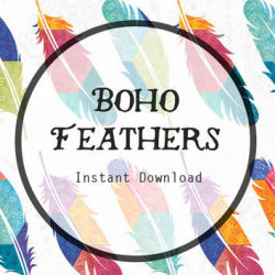Boho Feathers Digital Clipart, Bohemian from MusingTreeDesign on