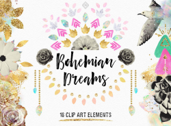 Bohemian Clipart Boho Clipart Bohemian Wedding Clipart
