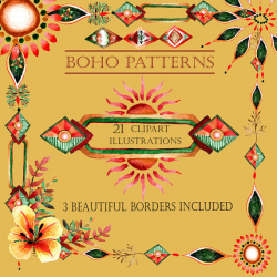 boho pattern clipart, border clipart, indian clipart, bohemian ...