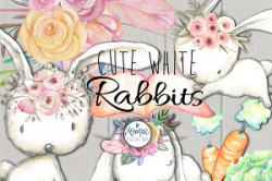 Boho Bunny Clipart, Watercolor ~ Illustrations ~ Creative Market