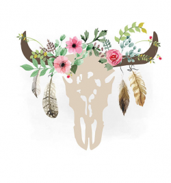 Gypsy cow skull svg clipart Boho floral cow Skull Clipart