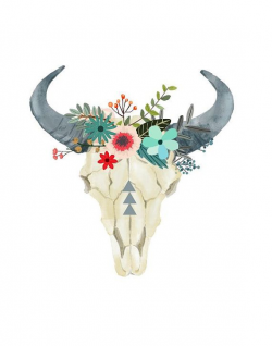 Bull Skull, Printable Art, Cow skull, Tribal Art ,Boho, Wall Print ...