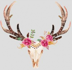 Deer Clipart, Bohemian Art, Boho Deer, Deer Skull with Flowers ...