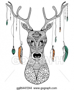Vector Art - Tribal boho style deer. Clipart Drawing gg85447244 ...