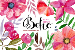 Watercolor boho flowers ~ Graphics ~ Creative Market