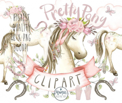 Boho Pony ClipartPony ClipartPony WatercolorHorse