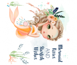 Mermaid / Peach Boho giftwrap - shopcabin - Spoonflower