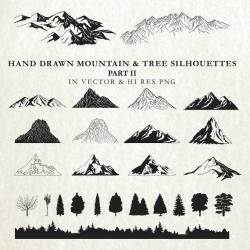 Hand Drawn Mountain Clipart Mountain Cartography Nature