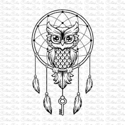 Owl with key Svg dreamcatcher Dxf Png Eps files vector owl clipart ...