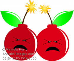 Clip Art Image of Cartoon Cherry Bombs Fruit