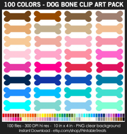 100 Colors Dog Bone Clipart - Commercial Use, Puppy, Pet, Pet Shop ...