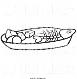 Clip Art Of A Black And White Fish Bone On Plate By Dero 1807 ...