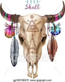 Vector Art - Boho cow skull. EPS clipart gg100738372 - GoGraph