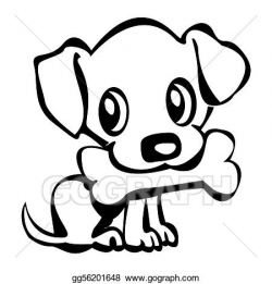 Stock Illustration - Puppy with bone. Clipart Drawing gg56201648 ...