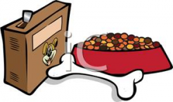 A Bowl of Dog Food and a Dog Bone Clipart Image