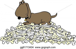 Stock Illustration - Dog guarding a pile of bones. Clipart ...
