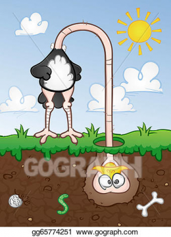 Vector Art - Ostrich head in the ground cartoon . EPS clipart ...