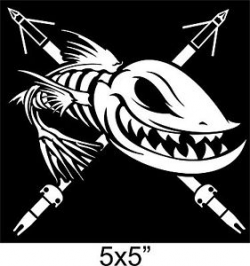 Bowfishing Sticker arrows Fish Skeleton Bones zombie bow Vinyl Decal ...