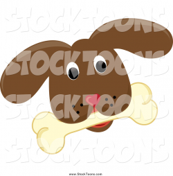 Stock Cartoon of a Brown Puppy Dog Face with a Bone by Pams Clipart ...