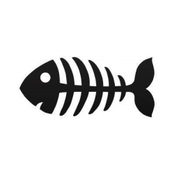 Cartoon Fish Skeleton | Decal Sticker Funny Cartoon fishbone ...