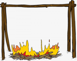 Hand Painted Bonfire Fire, Wooden Frame, Firewood, Hand Painted PNG ...