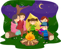 Family At Campfire Clipart