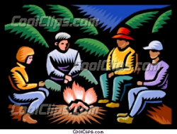 Family sitting around campfire Clip Art