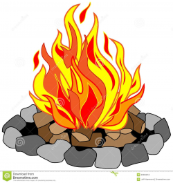 campfire clip art free | Vector drawing of campfire in a stone pit ...