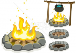 Campfire - Vector Cartoon Clipart Illustration. bonfire, fire ...