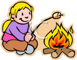 Little Girl Roasting Marshmallows Over a Campfire - Royalty Free ...