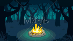 Forest Campfire - Vector Clipart Cartoon Illustration. bonfire, fire ...