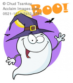 Clipart Image of A Friendly Cartoon Ghost Shouting 