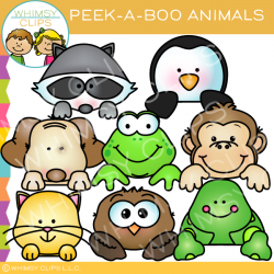 Peek-a-Boo Animals Clip Art , Images & Illustrations | Whimsy Clips