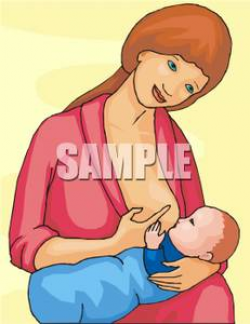 Mother Breast Feeding Her Infant - Royalty Free Clipart Picture