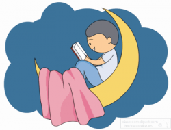 Reading Animated Clipart: boy-on-moon-reading-book-animated