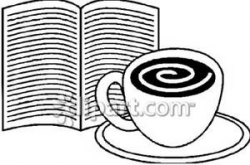A Cup of Coffee and a Book - Royalty Free Clipart Picture