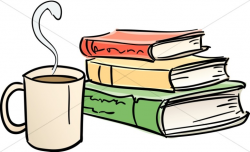 Library Books and Coffee Mug | Christian Education Clipart