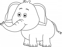 Cute Elephant Clip Art Black and White | Cakes - Figure Piping ...