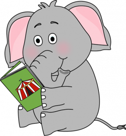 Elephant Reading Clip Art - Elephant Reading Image