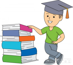 School Clipart - boy-wearing-graduation-cap-with-stack-of-books-2 ...