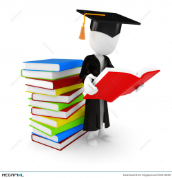 3D Man Graduate Student Reading A Book Illustration 33412655 - Megapixl