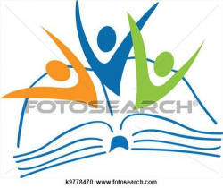 Open book and students figures logo Clipart | Open book, Clip art ...