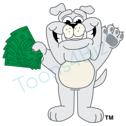 Bulldog Mascot Holding Money Clip Art Graphic