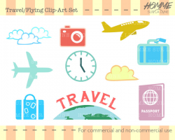 Travel icons clipart travel clipart scrapbook clipart