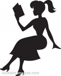 Reading Clipart Image: Pretty Young Woman Reading a Book Silhouette ...