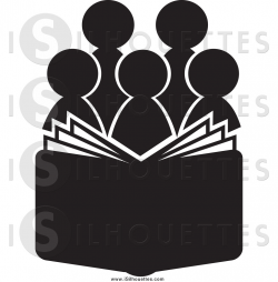 Clipart of a Silhouetted Choir Behind an Open Book or Bible by ...
