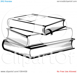 Clipart Stack Of Books In Black And White - Royalty Free Vector ...